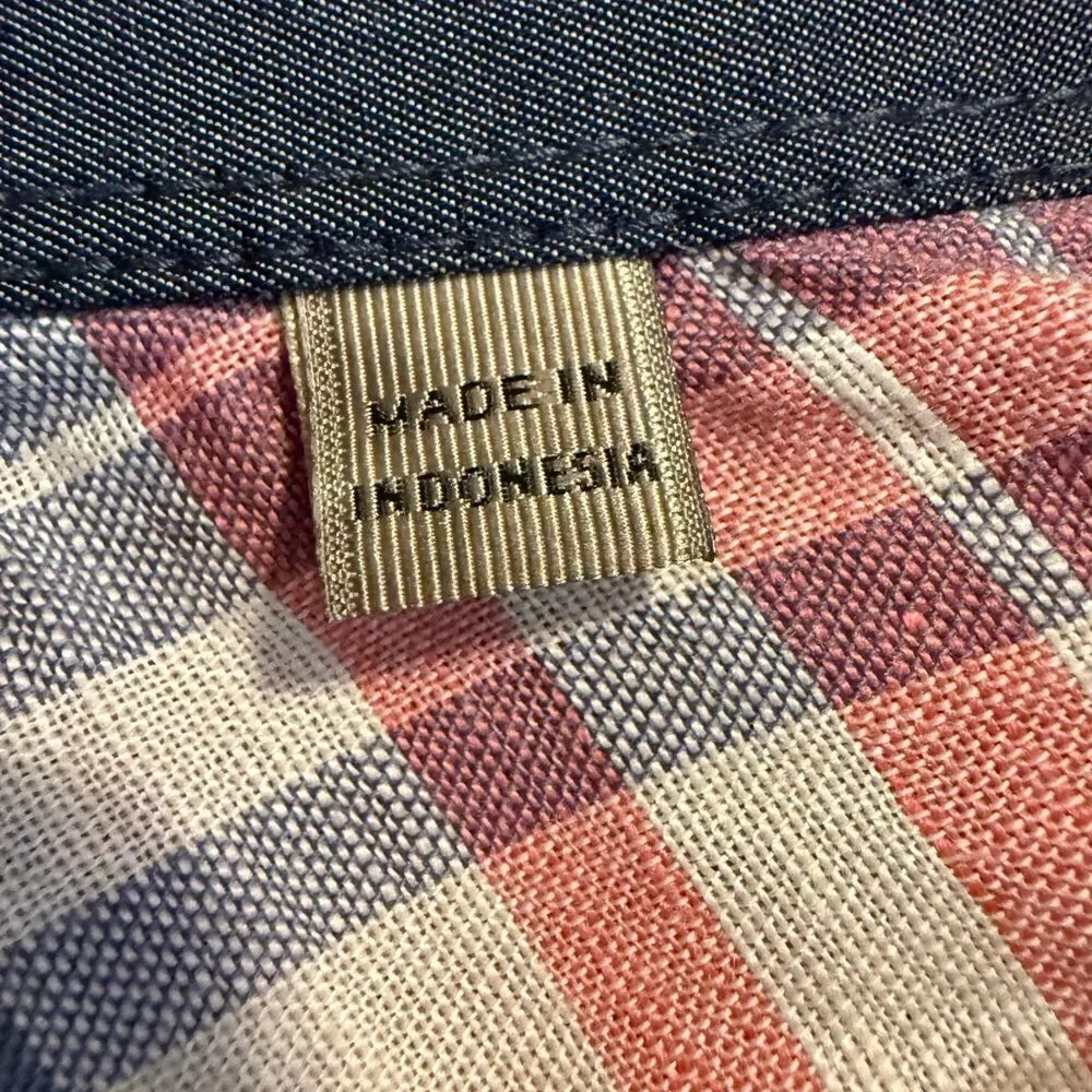 Guess size L slim fit Plaid Button-Up Shirt in Pink and Blue